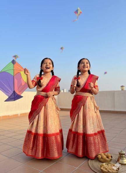 Makar Sankranti Floral Paisley Half Saree Clothing manufacturers in india